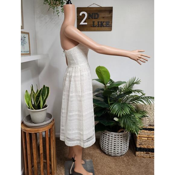 J Crew Stanbury strapless crocheted lace white midi dress size 0 - Picture 3 of 6